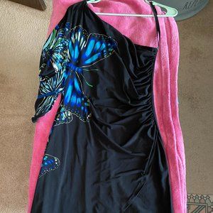 Black Off Shoulder Butterfly Dress